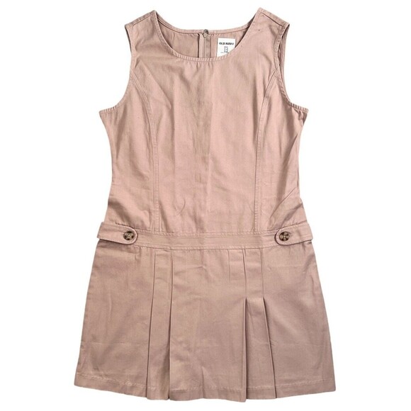 Old Navy Khaki Pleated Front Girl’s Sleeveless Uniform Dress  Size 14 Plus - Picture 1 of 7
